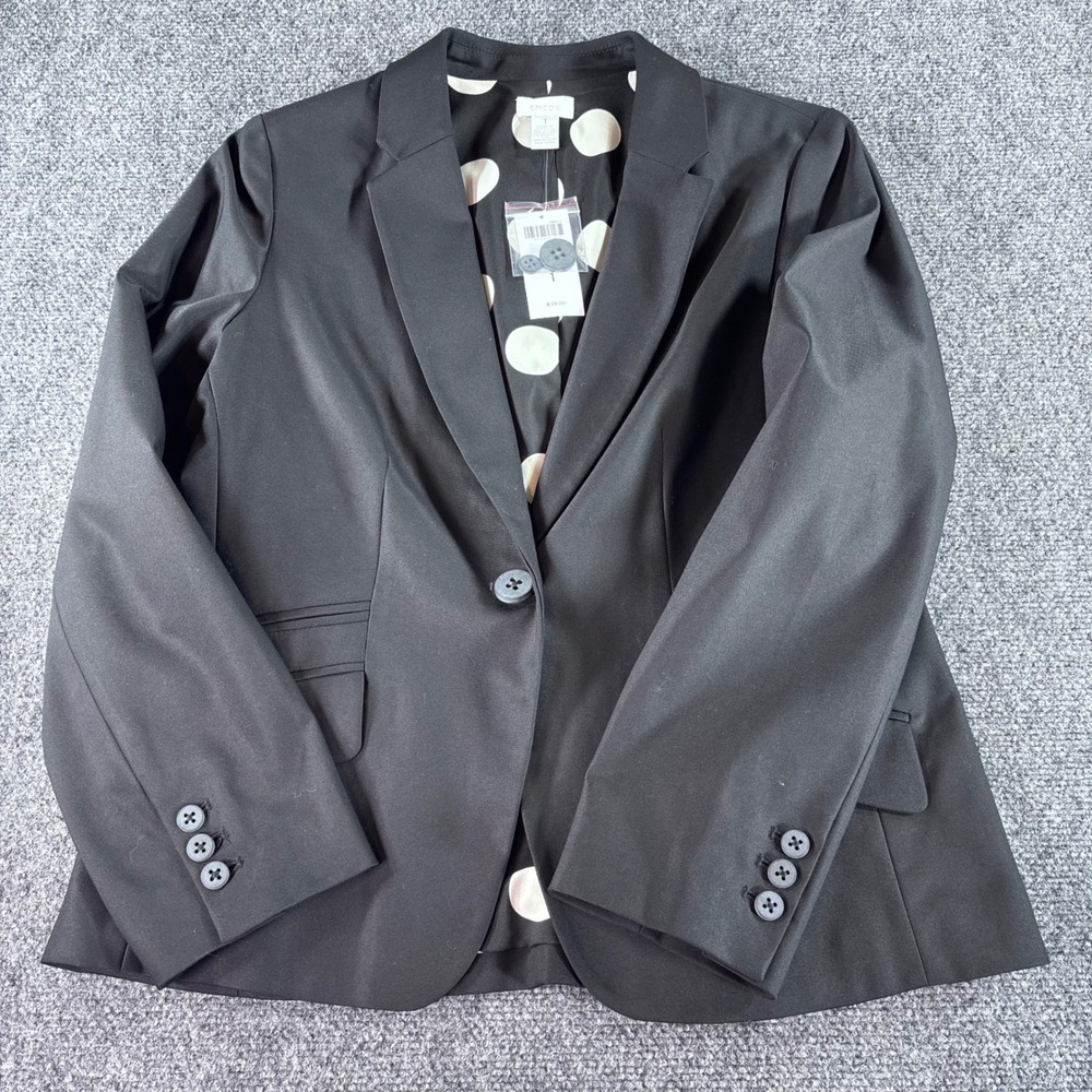 Chico's Blazer Women Size 1‎ Black Polka Dot Lining NWT Career Office Profession